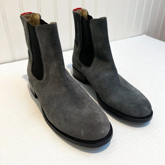 Paul Warmer Gray Suede Leather Designer Classic Chelsea Boots 37 - Picture 2 of 11